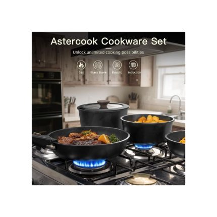 Astercook Non-Stick RV Cookware Set – 21 Pcs, Stackable, Black – product image 2