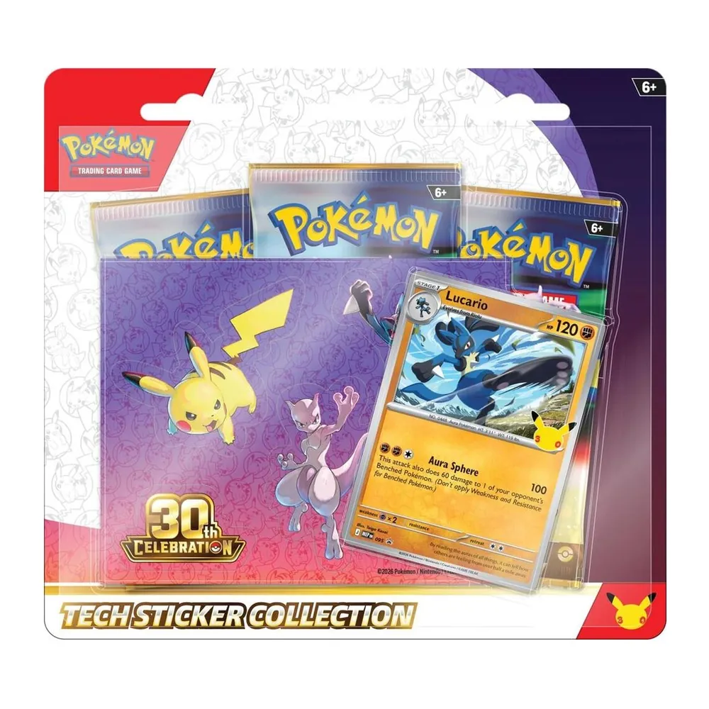 Pokémon TCG 30th Celebration Tech Sticker Collection – Lucario – Case Pack Pokémon TCG 30th Celebration Tech Sticker Collection – Lucario – Case Pack