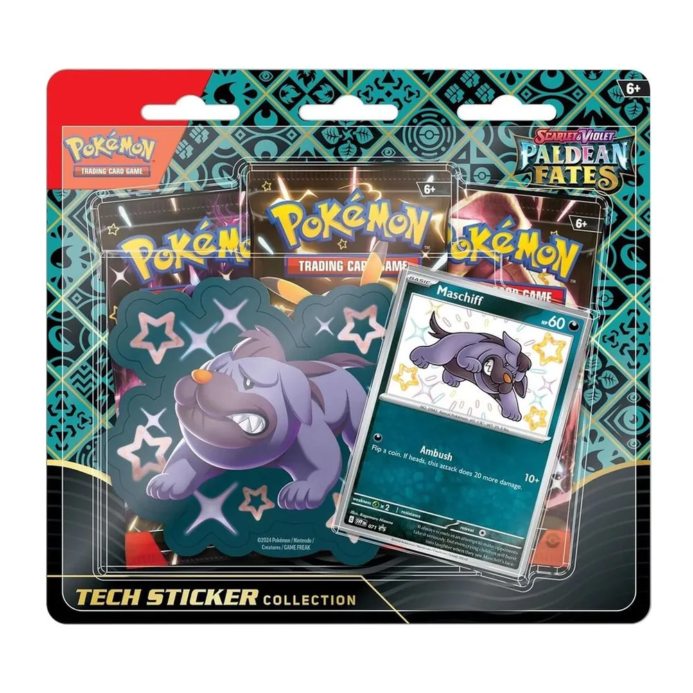 Pokémon TCG Paldean Fates Tech Sticker Collection – Maschiff – Case Pack Pokémon TCG Paldean Fates Tech Sticker Collection – Maschiff – Case Pack