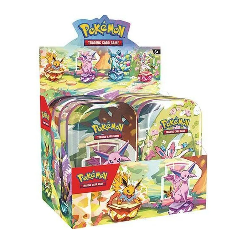 Pokémon TCG Prismatic Evolutions Mini Tin Display – Case Pack Pokémon TCG Prismatic Evolutions Mini Tin Display – Case Pack